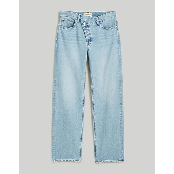 Madewell Low Slung Straight Jeans Sevilla Wash Blue Straight Slouchy US 28 NWT - Picture 4 of 14